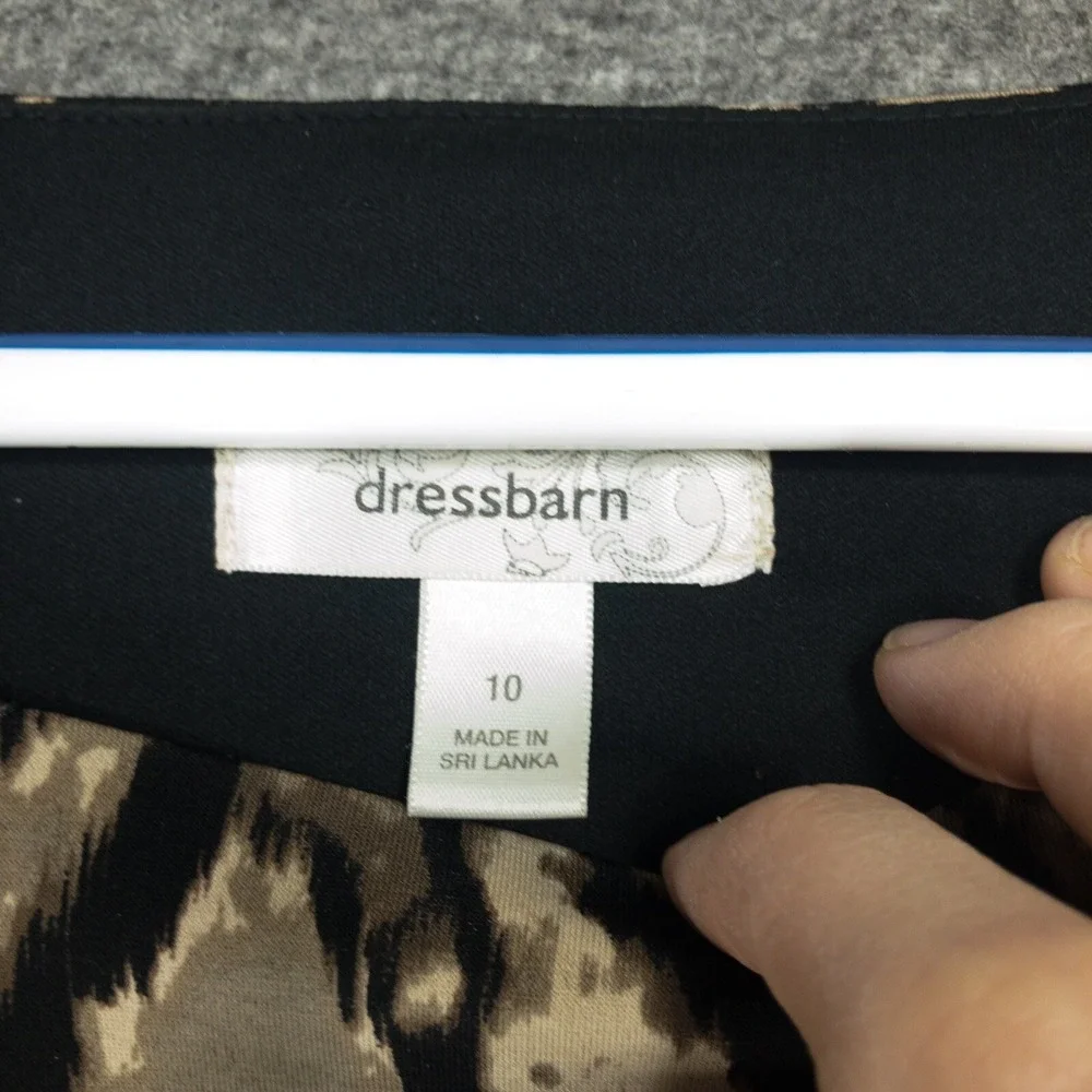 Dressbarn Tiger Print Faux Wrap Dress Women's 10 Half Sleeve Knee Length Rouched